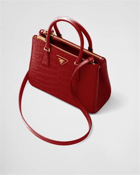 prada red alligator purse|Fiery Red Medium Prada Galleria Crocodile Leather Bag .